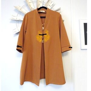Xiangyan Embroidered Jacket Asian-Inspired‎ Longline Kimono Size 16 US